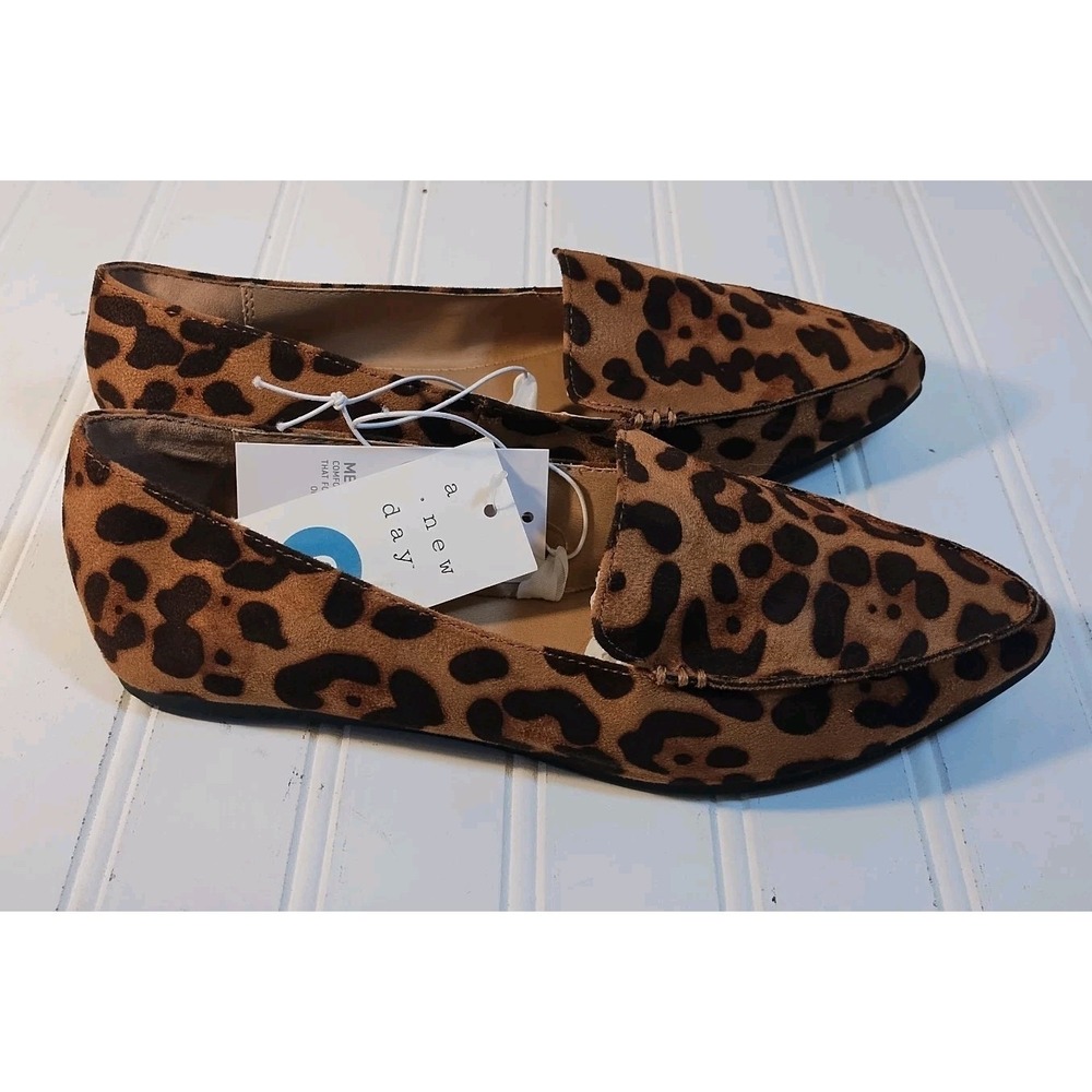 A New Day Women's Micah Pointed Toe Closed Loafers Leopard Size 6 Animal Brown